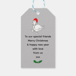 Feestelijke kerst eenden cadeaulabel