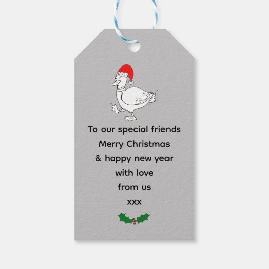Feestelijke kerst eenden cadeaulabel (Achterkant)