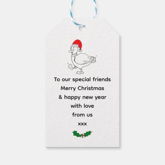 Feestelijke kerst eenden cadeaulabel (Achterkant)