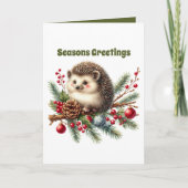 Feestelijke Kerst egel aanpasbaar Feestdagen Kaart (Voorkant)