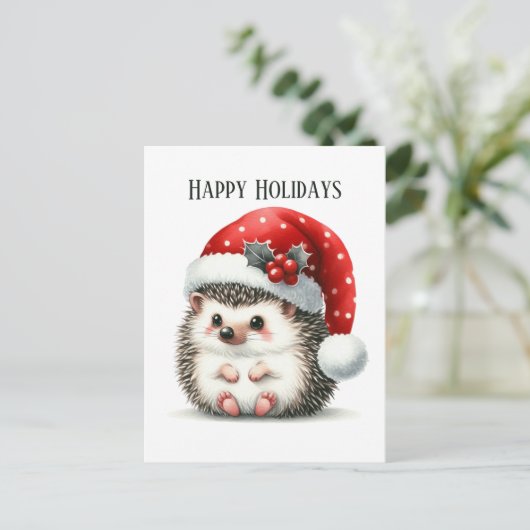 Feestelijke Kerst egel voeg bericht toe Feestdagenkaart (Staand voorkant)