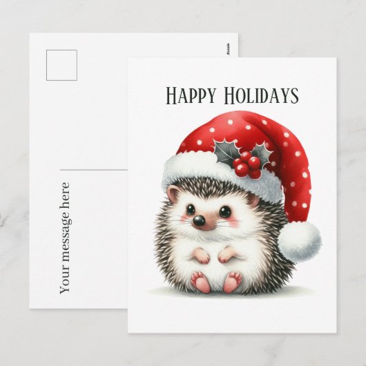 Feestelijke Kerst egel voeg bericht toe Feestdagenkaart (Voorkant / Achterkant)