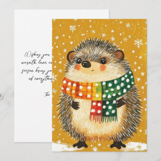 Feestelijke Kerst Egel Wenskaart Feestdagenkaart (Voorkant / Achterkant)