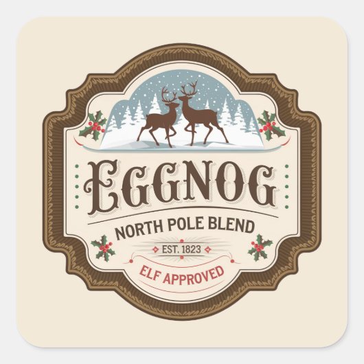 Feestelijke kerst eierpunch vakantie vierkante sticker (Voorkant)