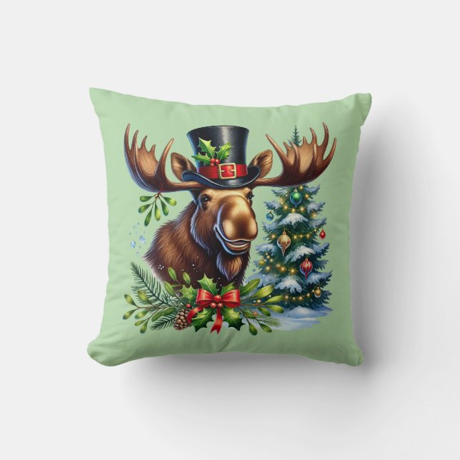 Feestelijke Kerst eland Vakantie  Kussen (Voorkant)
