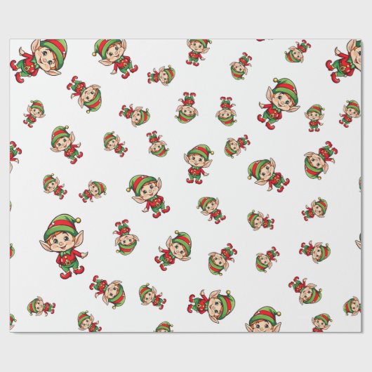 Feestelijke Kerst Elf Cadeaupapier (Vlak)