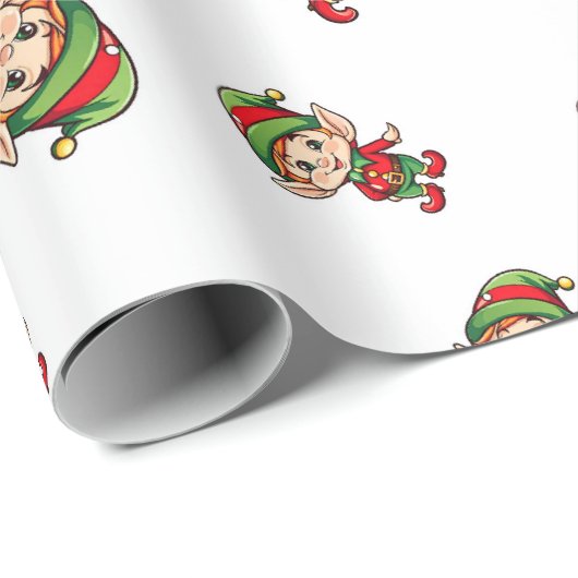 Feestelijke Kerst Elf Cadeaupapier (Rol Hoek)