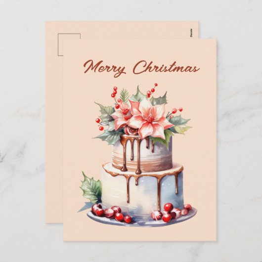 Feestelijke kerst elf cake voeg tekst toe feestdagenkaart (Voorkant / Achterkant)