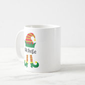 Feestelijke Kerst Elf Cartoon gepersonaliseerd Koffiemok (Voorkant links)