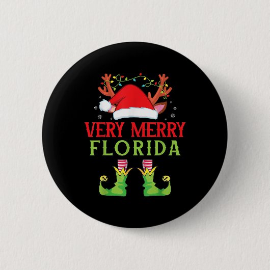 Feestelijke Kerst Elf & Kerstman Zeer Vrolijk Ronde Button 5,7 Cm (Voorkant)