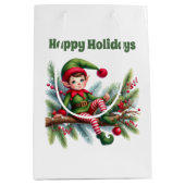 Feestelijke Kerst elf tekst toevoegen Medium Cadeauzakje (Voorkant)