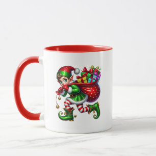 Feestelijke kerst elf toevoegen monogram mok
