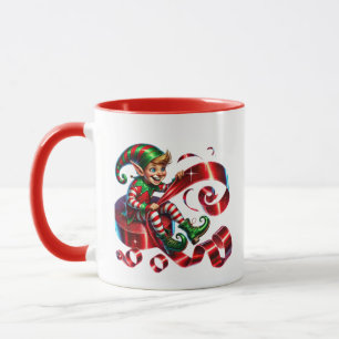 Feestelijke kerst elf toevoegen monogram mok