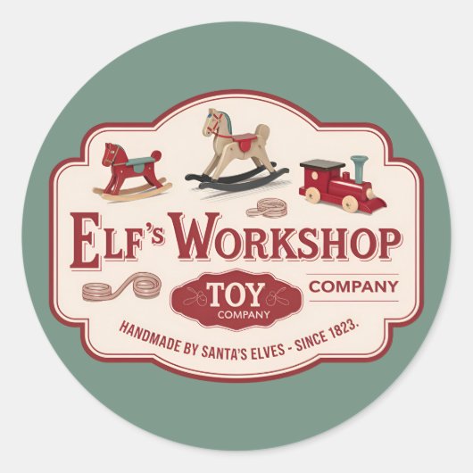 Feestelijke Kerst Elf workshop Ronde Sticker (Voorkant)