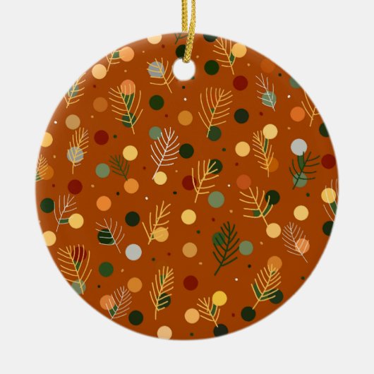 Feestelijke Kerst en Nieuwjaar patroon Keramisch Ornament (Voorkant)