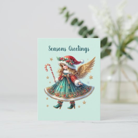 Feestelijke Kerst Engel toevoegen bericht Briefkaart (Staand voorkant)