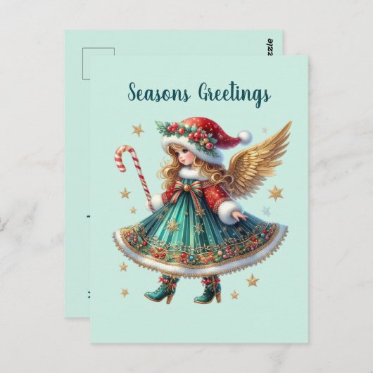 Feestelijke Kerst Engel toevoegen bericht Briefkaart (Voorkant / Achterkant)