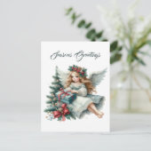 Feestelijke Kerst Engel toevoegen bericht Feestdagenkaart (Staand voorkant)