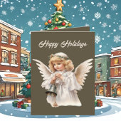 Feestelijke Kerst Engel waterverf tekst toevoegen Feestdagen Kaart