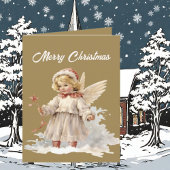 Feestelijke Kerst Engel waterverf tekst toevoegen Feestdagen Kaart