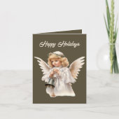 Feestelijke Kerst Engel waterverf tekst toevoegen Feestdagen Kaart (Voorkant)