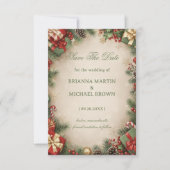 Feestelijke Kerst Evergreen Geschenk Winter Save The Date (Voorkant)