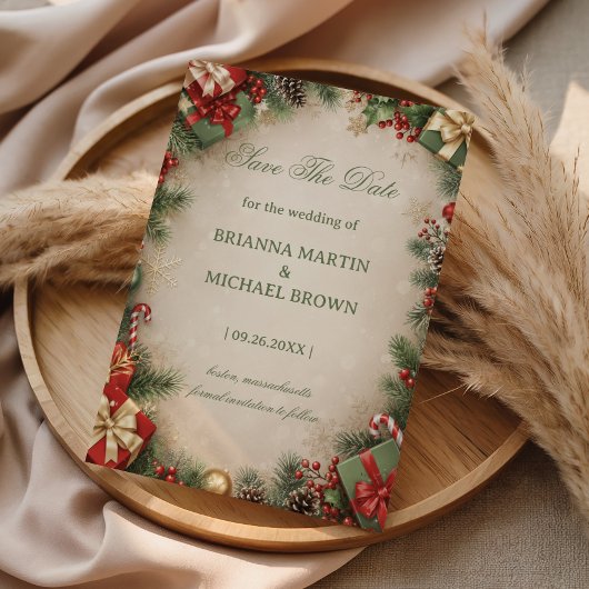 Feestelijke Kerst Evergreen Geschenk Winter Save The Date