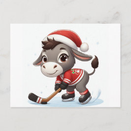 Feestelijke Kerst Ezel Hockey Briefkaart