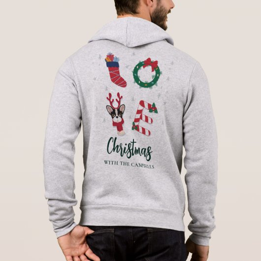 Feestelijke kerst familienaam leuke matching hoodie (Achterkant)