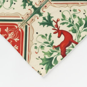 Feestelijke kerst faux patchwork stijl  fleece deken