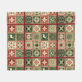 Feestelijke kerst faux patchwork stijl  fleece deken (Voorkant (Horizontaal))