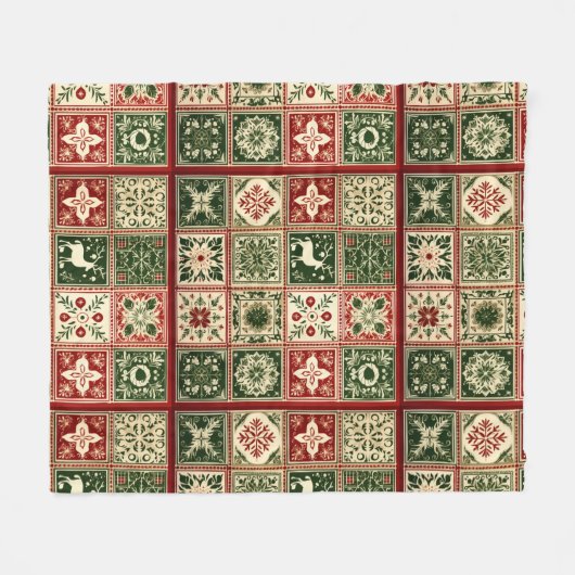 Feestelijke kerst faux patchwork stijl  fleece deken (Voorkant (Horizontaal))