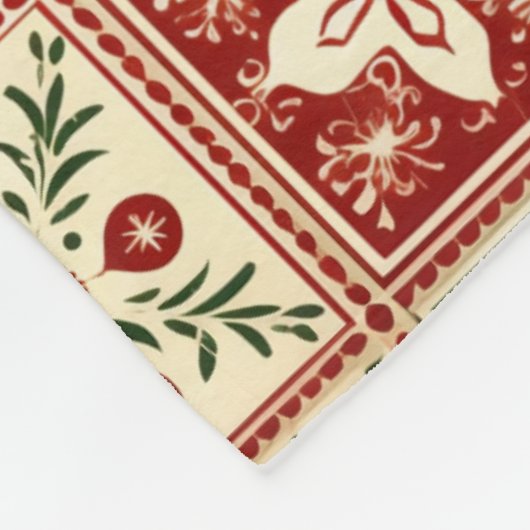 Feestelijke kerst faux patchwork stijl  fleece deken (Hoek)