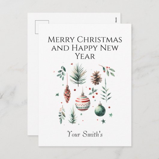 feestelijke kerst feestdagenkaart (Voorkant / Achterkant)