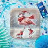 Feestelijke kerst Flamingo schaatsen Papieren Bordje (Feest)