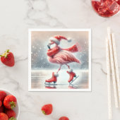 Feestelijke kerst Flamingo schaatsen Servet (Insitu)