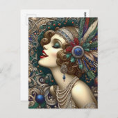 Feestelijke kerst Flapper Vrouw Briefkaart (Voorkant / Achterkant)