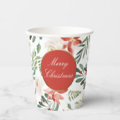 Feestelijke Kerst Florale Kerstmis Papieren Bekers (Voorkant)