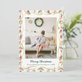 Feestelijke Kerst Garland & Bow Pattern 1 Foto Feestdagenkaart (Staand voorkant)