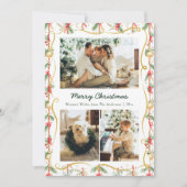Feestelijke Kerst Garland & Bow Pattern 3 Foto Feestdagenkaart (Voorkant)