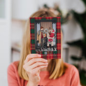 Feestelijke kerst geruite foto feestdagenkaart