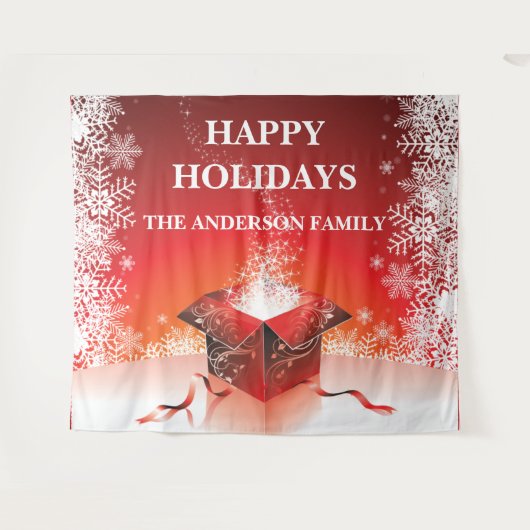 Feestelijke kerst geschenk verrassing sneeuwvlokke wandkleed (Voorkant (horizontaal))