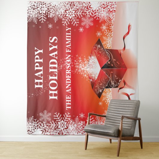 Feestelijke kerst geschenk verrassing sneeuwvlokke wandkleed (In situ)