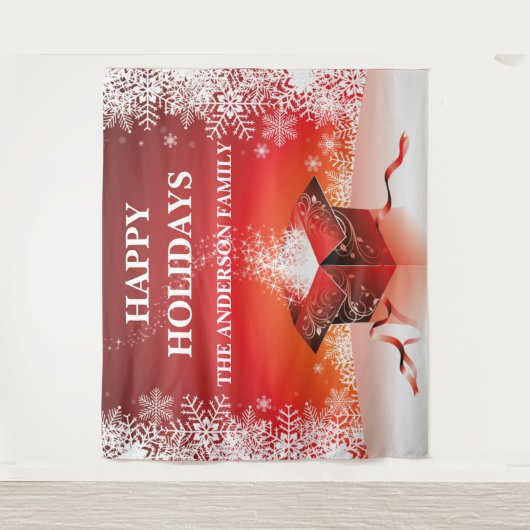 Feestelijke kerst geschenk verrassing sneeuwvlokke wandkleed (Voorkant)