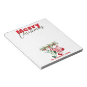 Feestelijke kerst gestreepte kousen met groen notitieblok (Schuin)
