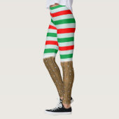 Feestelijke Kerst Gestreepte Leggings met Sneeuw (Links)