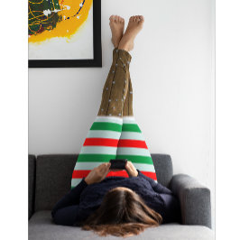 Feestelijke Kerst Gestreepte Leggings met Sneeuw