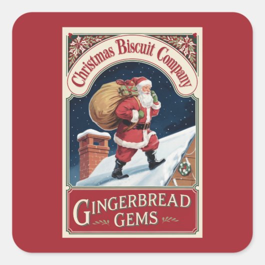 Feestelijke Kerst Gingerbread edelstenen Vierkante Sticker (Voorkant)