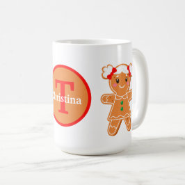 Feestelijke Kerst Gingerbread Girl Voeg monogram t Koffiemok