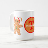 Feestelijke Kerst Gingerbread Girl Voeg monogram t Koffiemok (Voorkant links)